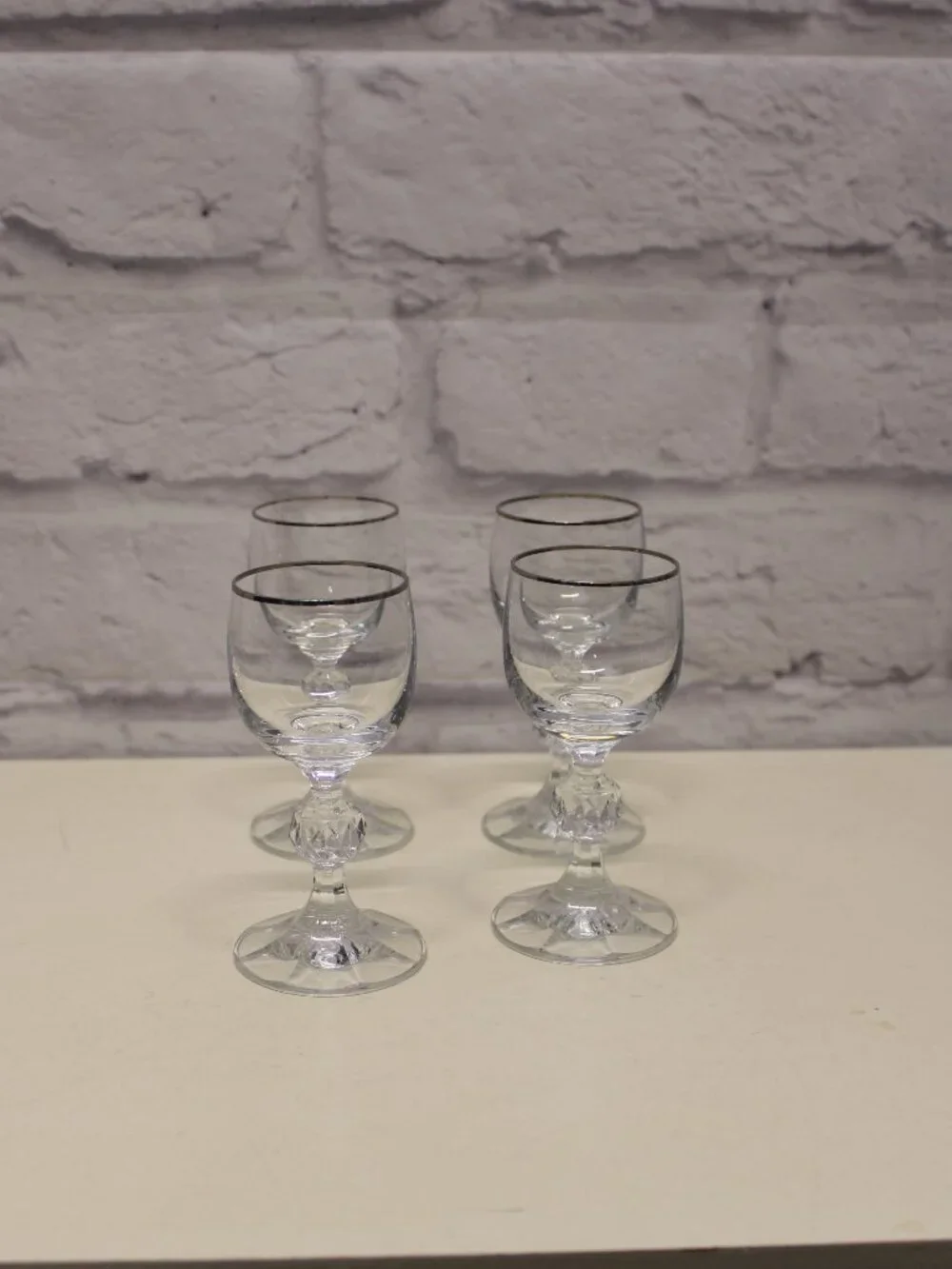 Vintage Lead Crystal Claudia Cordial Glasses Set of 4 FLAW